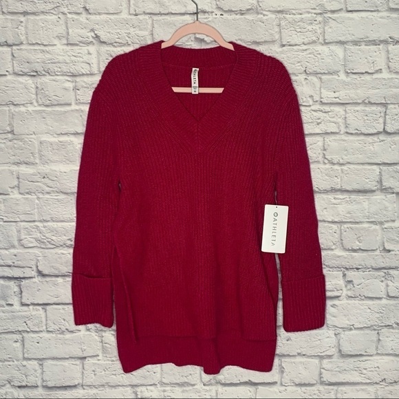 NWT Athleta Shasta Oversized Wool Blend High Low V-Neck Sweater - Picture 5 of 16